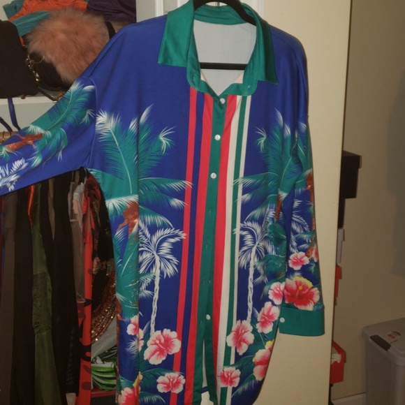 Royal Blue Floral Dress Top - Picture 2 of 5